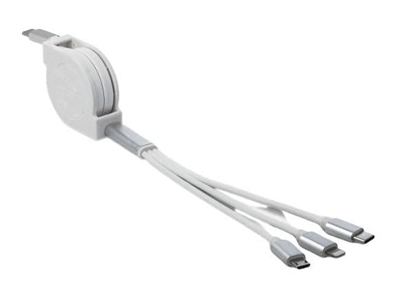 Delock USB Type-C™ 7,60 cm (3") 1 udtrækkeligt ladekabel til Lightning™ / Micro USB / USB Type-C™ hvid (85844)