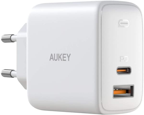 Aukey - PD 32W väggladdare med dubbla portar PA-F3S-WT Swift-serien Vit