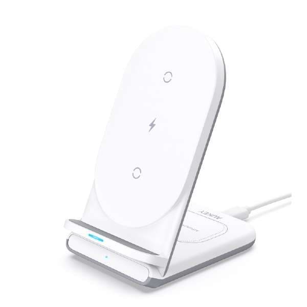 Aukey - 2 i 1 trådlöst laddningsstativ LC-A2-WT Aircore-serien Vit
