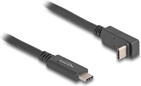 Delock USB 10 Gbps-kabel USB Type-C™ hane till Type-C™ hane vinklad upp/ned 1 m 4K PD 60 W med E-Marker (80034)