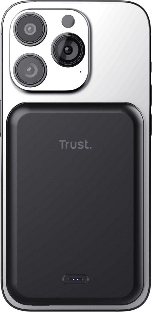 Trust Magno - Induktiivinen virtapankki - Li-Ion - 5000 mAh - 18,5 Wh - 15 Watt - 3 A (24-nastainen USB-C) - Musta