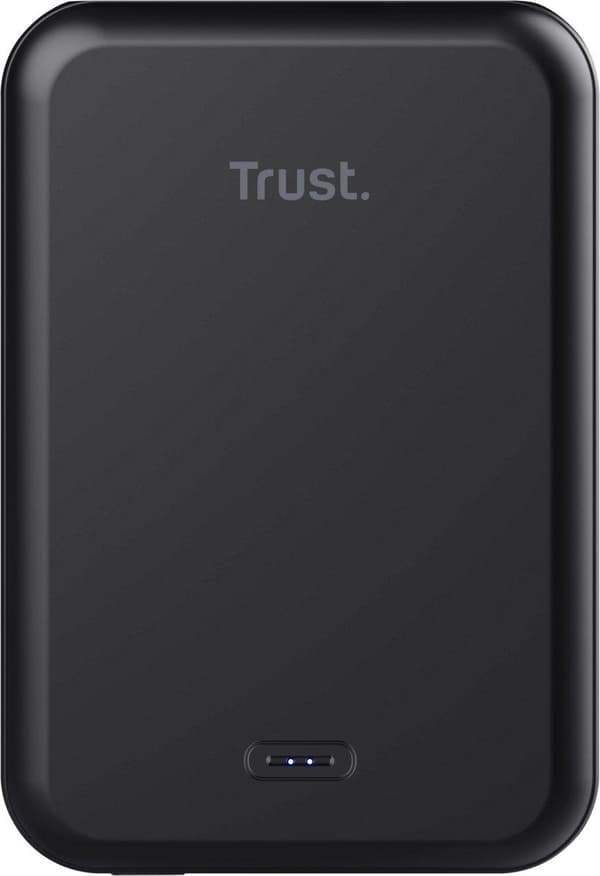Trust Magno - Induktiivinen virtapankki - Li-Ion - 5000 mAh - 18,5 Wh - 15 Watt - 3 A (24-nastainen USB-C) - Musta