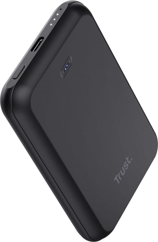 Trust Magno - Induktiivinen virtapankki - Li-Ion - 5000 mAh - 18,5 Wh - 15 Watt - 3 A (24-nastainen USB-C) - Musta