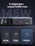 Miniatyrbillede 5 af 6: UGREEN 25000 mAh Powerbank 145W tovejs hurtig opladning (90597A)