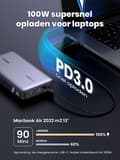 Miniatyrbillede 6 af 6: UGREEN 25000 mAh Powerbank 145W tovejs hurtig opladning (90597A)