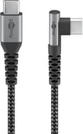 Miniatyrbillede 1 af 2: Goobay USB-C™ til USB-A tekstilkabel med metalstik (space grey/sølv), 90°, 1 m (64659)