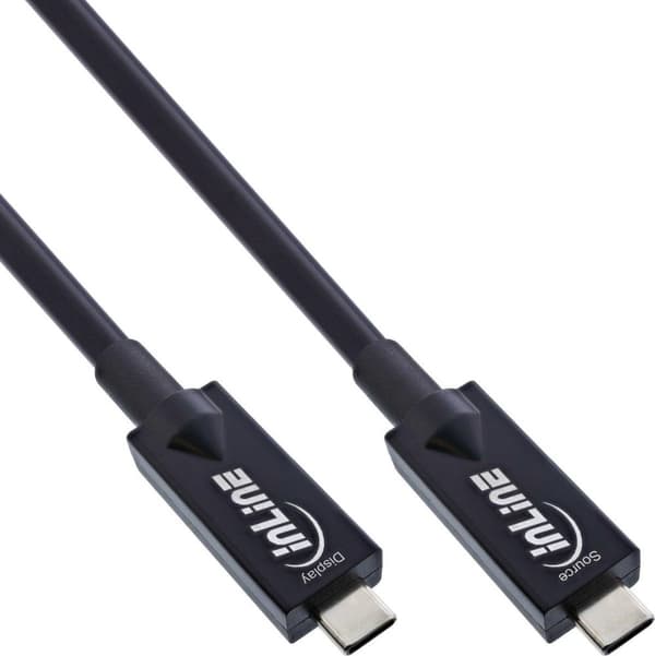 InLine® USB 3.2 Gen.2 AOC-kabel, USB Type-C hane/hane, svart, 3m (35793A)