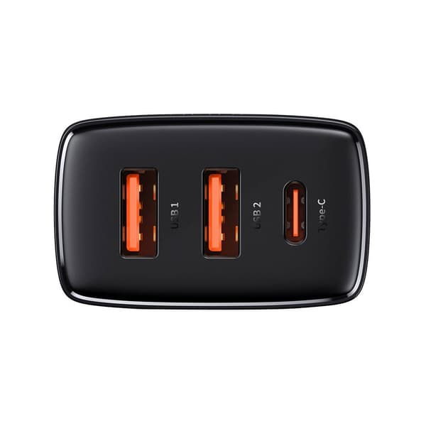 Baseus seinälaturi 2xUSB, 1XUSB-C 30W 3A - musta