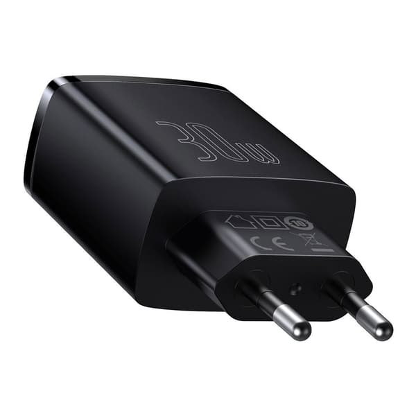 Baseus seinälaturi 2xUSB, 1XUSB-C 30W 3A - musta