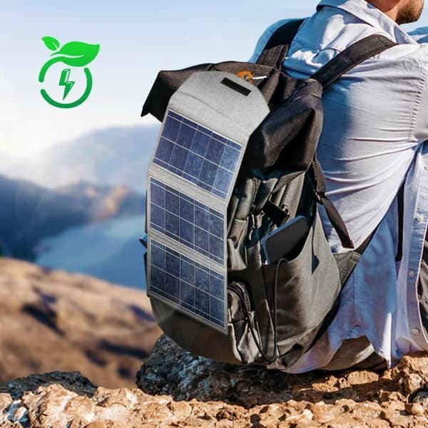 20W solladdare Bärbar och hopfällbar ficka 2x USB 4smarts - Grå - 540268 - Vattentät IP65