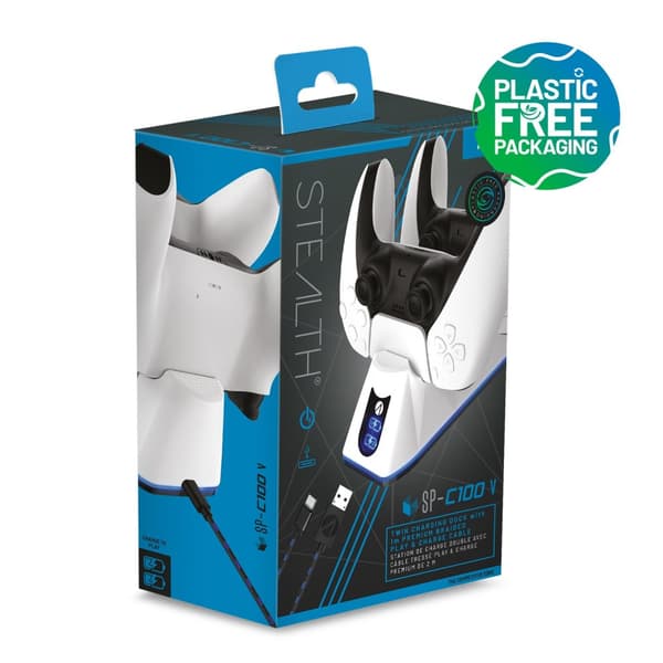 Stealth SP-C100 V Twin Charging Dock with 2m Play & Charge Cable for PS5 - White