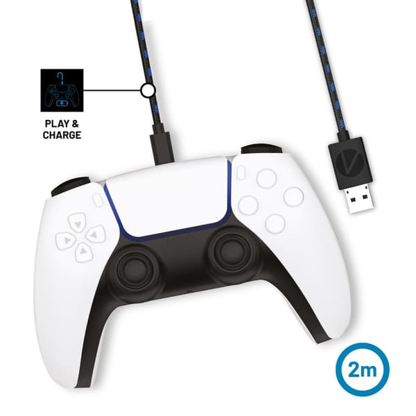 Stealth SP-C100 V Twin Charging Dock with 2m Play & Charge Cable for PS5 - White