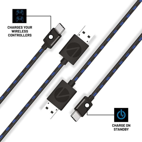 Stealth SP-C10 V 3m Twin Play & Charge Cables for PS5