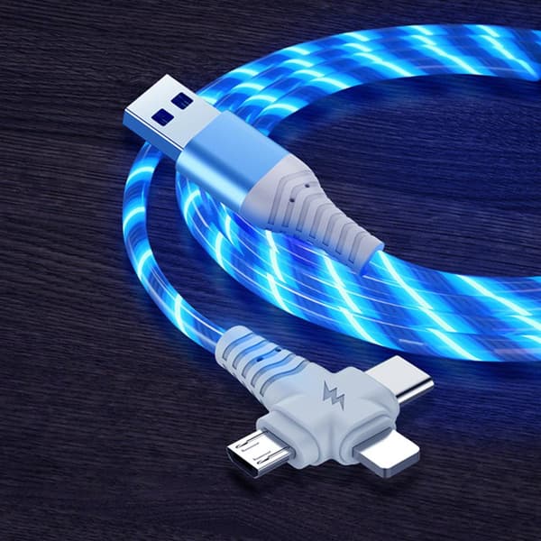 3-i-1 - 2A Laddare LED för iPhone, Samsung, Huawei, Xiaomi m.m.