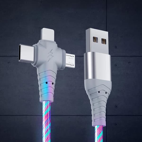 3-i-1 - 2A Laddare LED för iPhone, Samsung, Huawei, Xiaomi m.m.