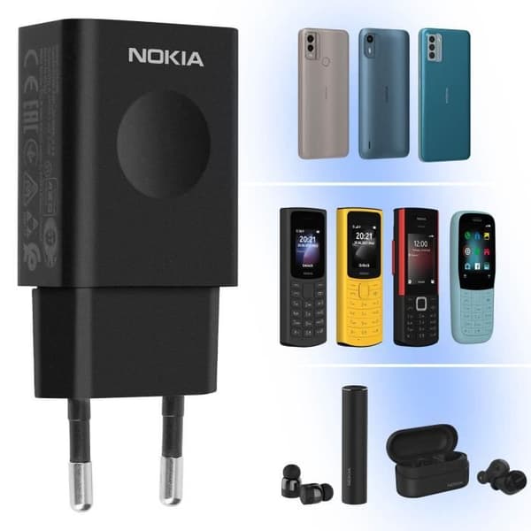 Officiell Nokia CH-35E 5W USB Väggladdare Snabbladdning Kompakt Design Svart