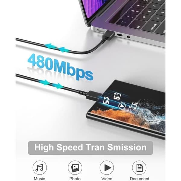 Samsung 25 W USB C-laddare - Snabb med 1 m USB C-laddarkabel - PD3.0&PPS - Svart