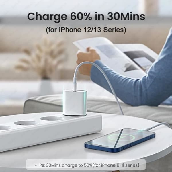20W snabbladdare för Apple iPhone 13 12 11 Pro Max, Mini X XS XR, AirPods, iPad, USB C v EU Adapter Laddare och kabel AK