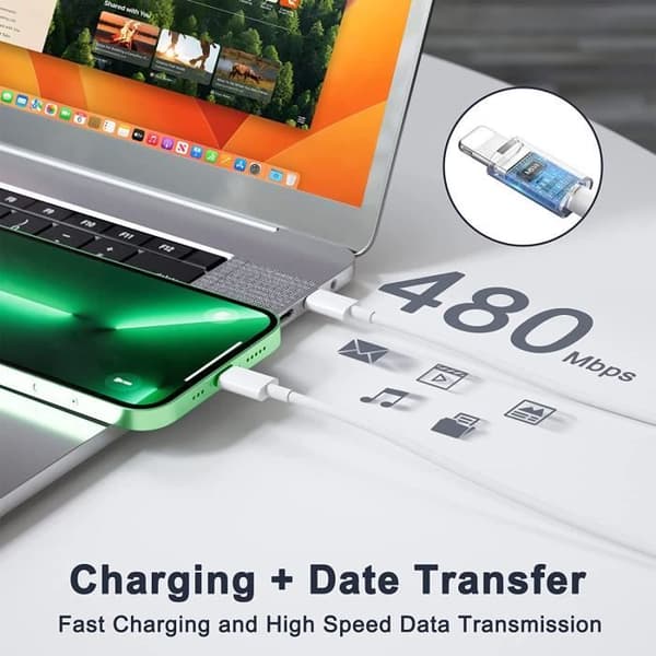 iPhone snabbladdare, 20W USB C iPhone laddare med original iPhone laddningskabel 1m, USB C strömadapter c36 kontakt