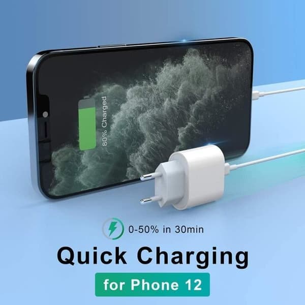 20W iPhone USB C snabbladdare med 1M kabel för iPhone 13-13 Mini-13 Pro-13 Pro Max-12 11, Typ C strömadapter PD 236