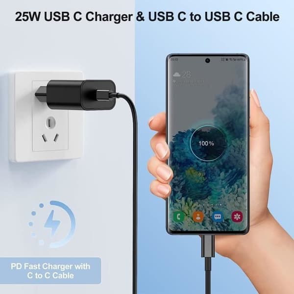 25W snabb usb C-laddare med 2M-kabel, Samsung snabbladdare + usb-C till usb-c-kabel med Samsung Galaxy S22 Ultra-S22-S[u119]