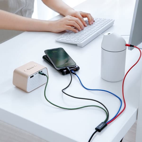 Baseus 4i1 USB-kabel till Lightning, 2x USB-C & microUSB 3.5A 1,2m