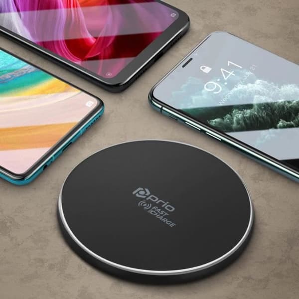 Trådlös laddare - Prio - QI 15W - Anpassad laddning - Kompatibel med Apple/Samsung - Svart