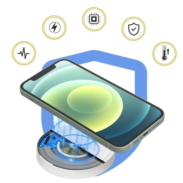 Qi trådlös laddare Effekt 10W Snabbladdning Design Kompakt Akashi Vit