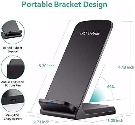 Black Wireless Desktop Stand Charger Qi-Certified 10W Fast Charge For OPPO A76