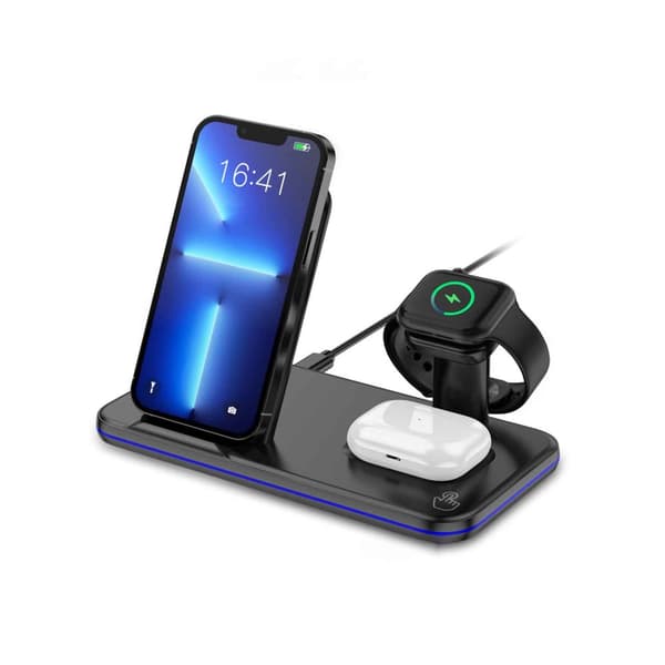 INF 3-i-1 trådløs lader for telefon, smartklokke, trådløse ørepropper