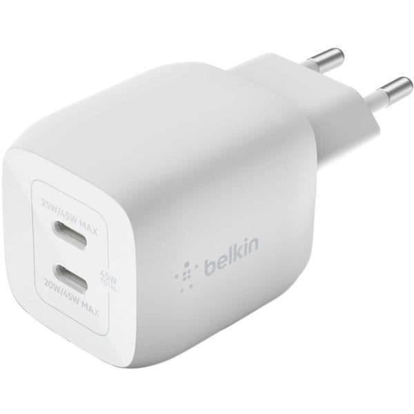 TELEFONI, Smartphonetillbehör, Batteriladdare, Belkin 45w Pd Pps Dual Usb-c Gan ChargerSnabbladdning