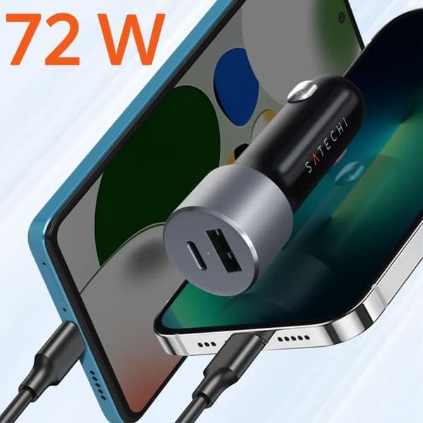 Laddare för bil - Satechi - 72W - USB-C PD - USB - Integrerad LED-indikator