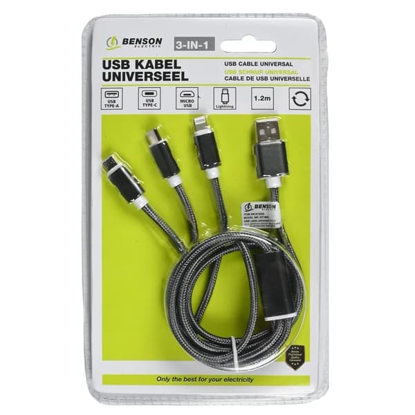 3-i-1 - Laddare för iPhone, Samsung, Huawei, Xiaomi m.m.