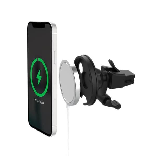 MagSafe 15W kompatibel induktionsladdare + bilhållare Luftventil Vit Bigben