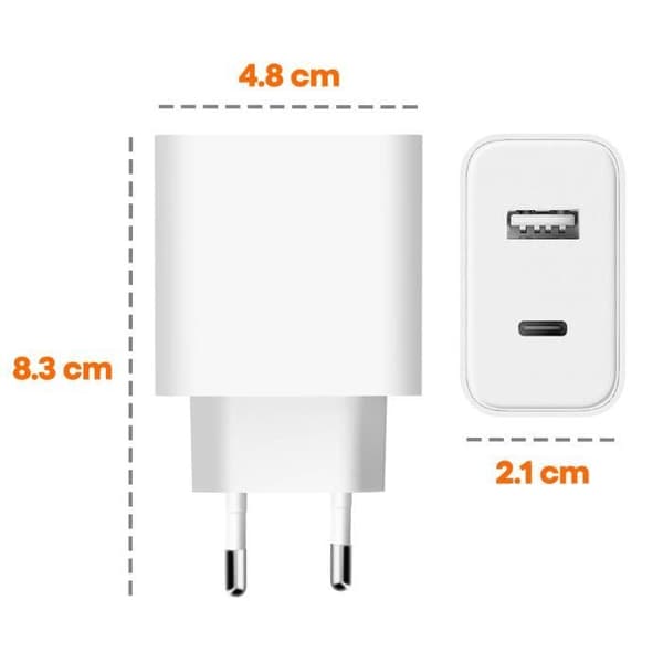 Original Xiaomi USB + USB-C 33W nätladdare Vit