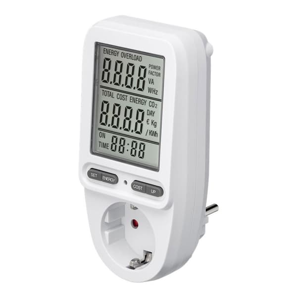 Sähkömittari seinäpistorasiaan / LCD Energiamittari sähkön mittaukseen