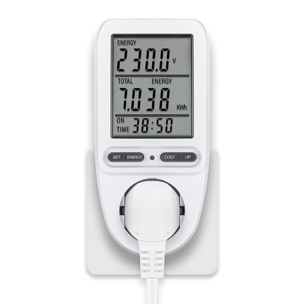 Sähkömittari seinäpistorasiaan / LCD Energiamittari sähkön mittaukseen