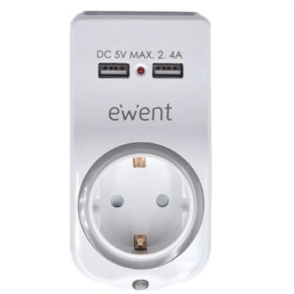 USB-laddare 4-i-1 - Ewent - Laddare 2.4A - Vit - 2 års garanti - 14 dagars retur