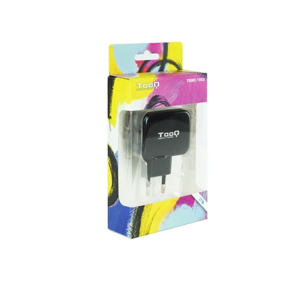 Väggladdare - TooQ - TQWC-1S02 - USB x 2 - 17W - Svart Svart