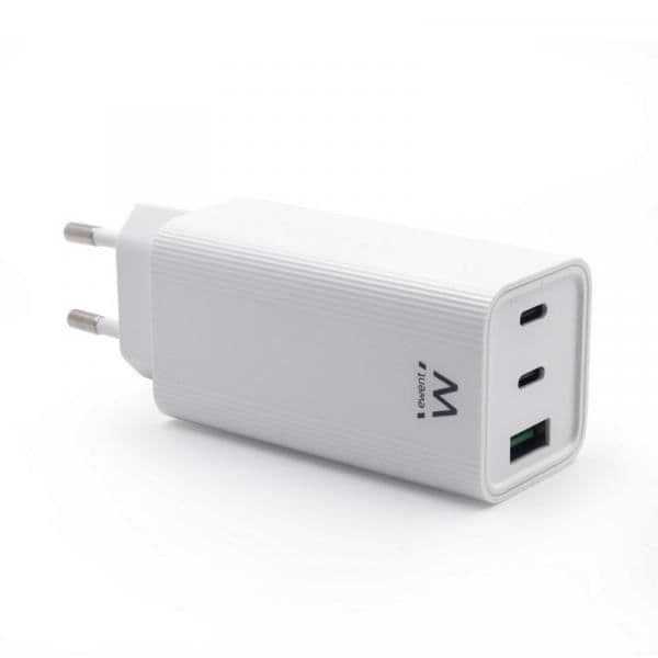 USB-C-laddare - Ewent - EW1323 - Snabbladdning - 3 portar - 65W Vit