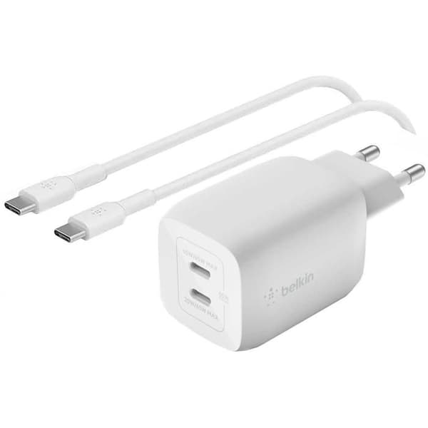Laddare - Belkin - 65W - 2 USB-C portar - USB-C kabel 2m - Power Delivery