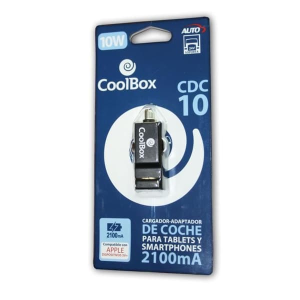 CoolBox CDC10, Inomhus, GPS, Mobiltelefon, MP3, MP4, Smartphone, Surfplatta, Cigarettändare, Överbelastning, Kortslutning, Svart
