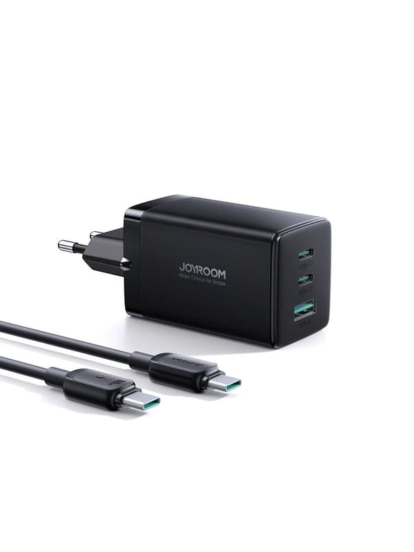 Joyroom snabbladdare, GaN Ultra, 65W, med USB-C-kabel, 100W - mörkgrå