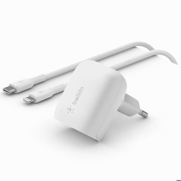 Laddare - Belkin - 20W - USB-C - Snabbladdning - Vit - Adapter för smartphones Vit