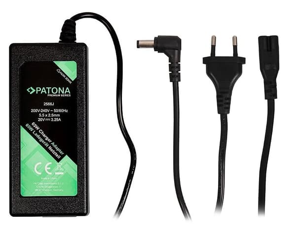 PATONA napájecí adaptér k ntb/ 20V/3,25A 65W/ konektor 5,5x2,5mm/ FUJITSU-SIEMENS PREMIUM/ délka kabelu 2,5 m musta