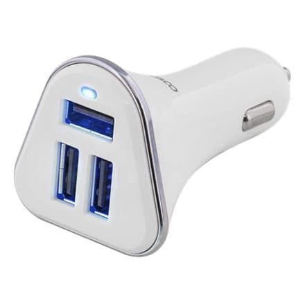 Car charger DELTACO, 5,2A, 3xUSB  white/silver / USB-CAR102 Silver, Vit