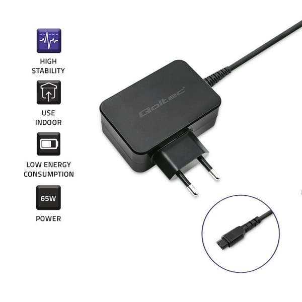 Qoltec 51027 oplader | 65W | 5-20,3V | 2-3,25A | USB type C | PD