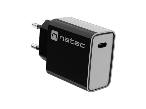 NATEC USB OPLADER RIBERA USB-C 20W PD SORT Sort