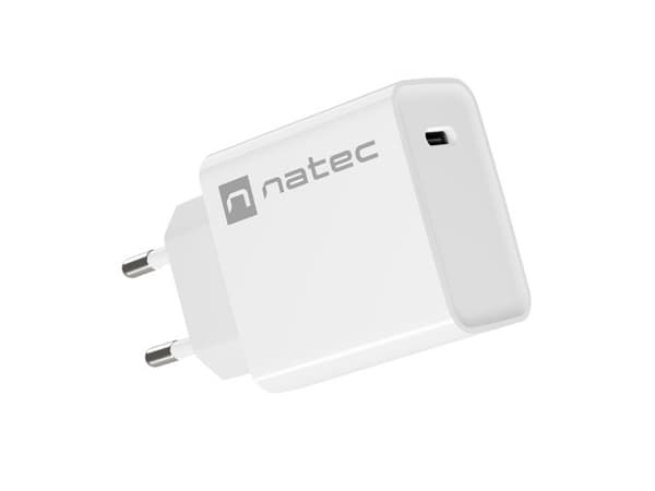 NATEC USB OPLADER RIBERA USB-C 20W PD HVID