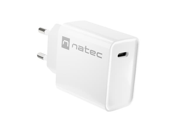 NATEC USB OPLADER RIBERA USB-C 20W PD HVID Hvid